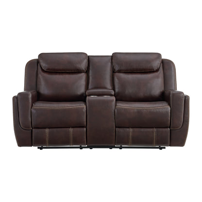 Panther Motion Loveseat with Console in Neono Brown