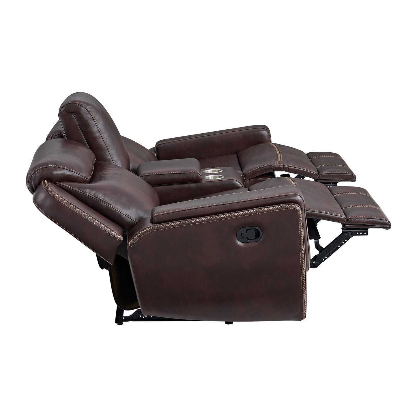 Panther Motion Loveseat with Console in Neono Brown