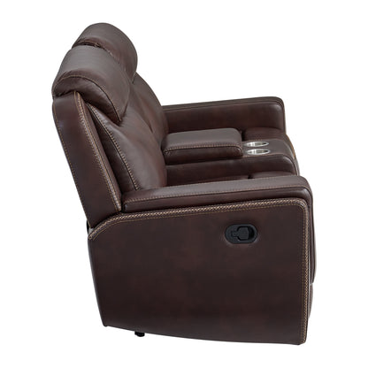 Panther Motion Loveseat with Console in Neono Brown