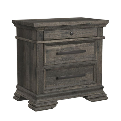 Park Ridge Queen Sleigh Storage 4PC Bedroom Set with 2 Nightstands & Dresser in Charcoal