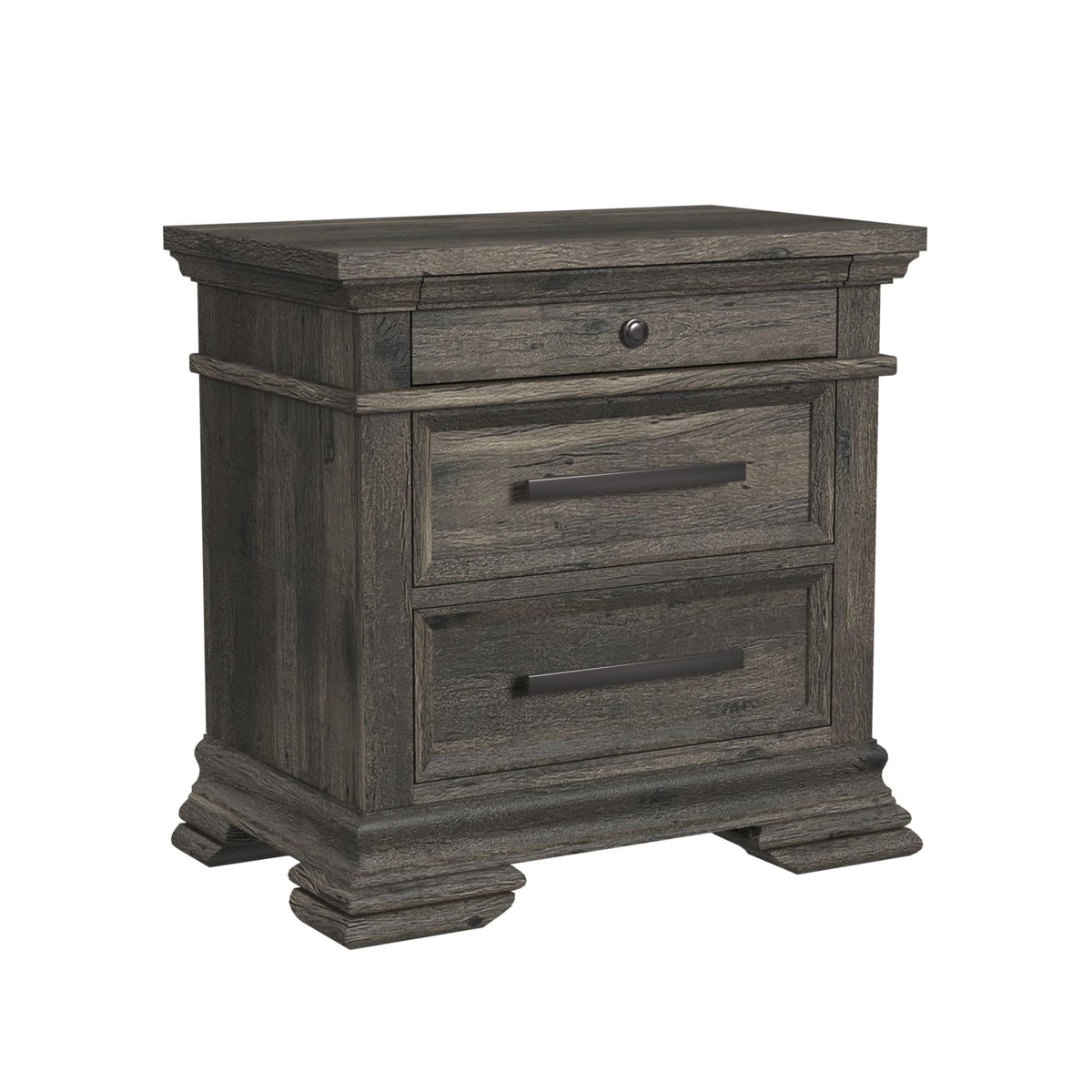 Park Ridge 3-Drawer Nightstand In Charcoal