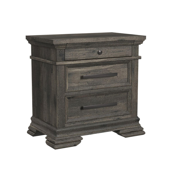 Park Ridge 3-Drawer Nightstand In Charcoal