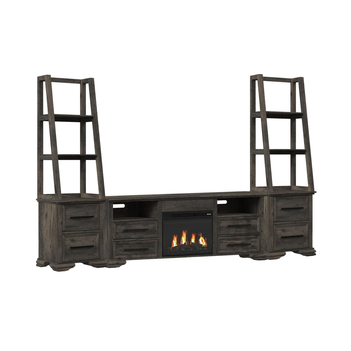 Park Ridge 4PC Entertainment Unit with 71'' TV Console in Charcoal