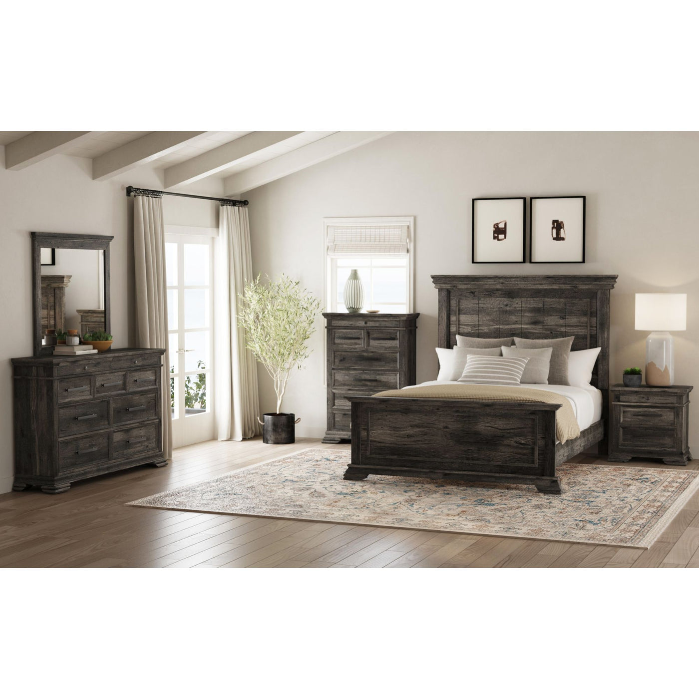 Park Ridge Queen Panel Bed in Charcoal