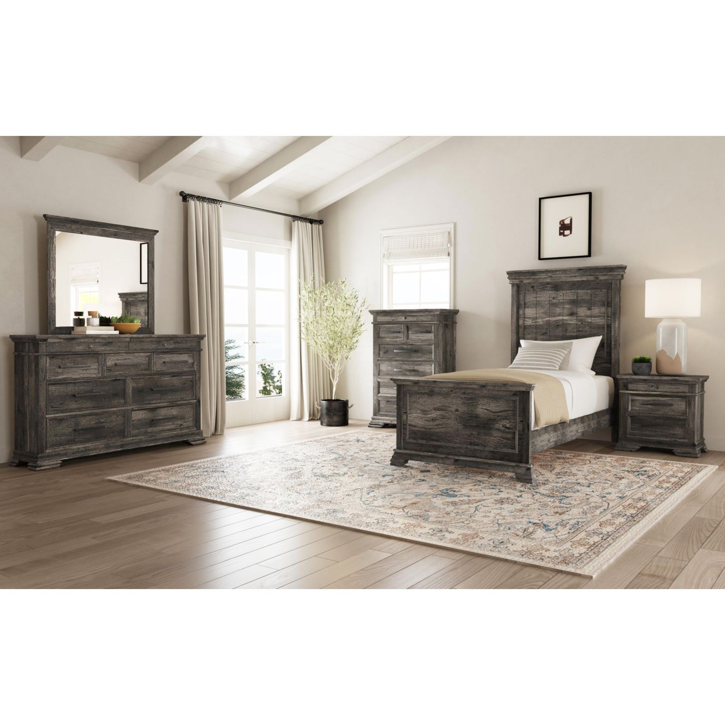 Park Ridge Twin Panel Bed in Charcoal