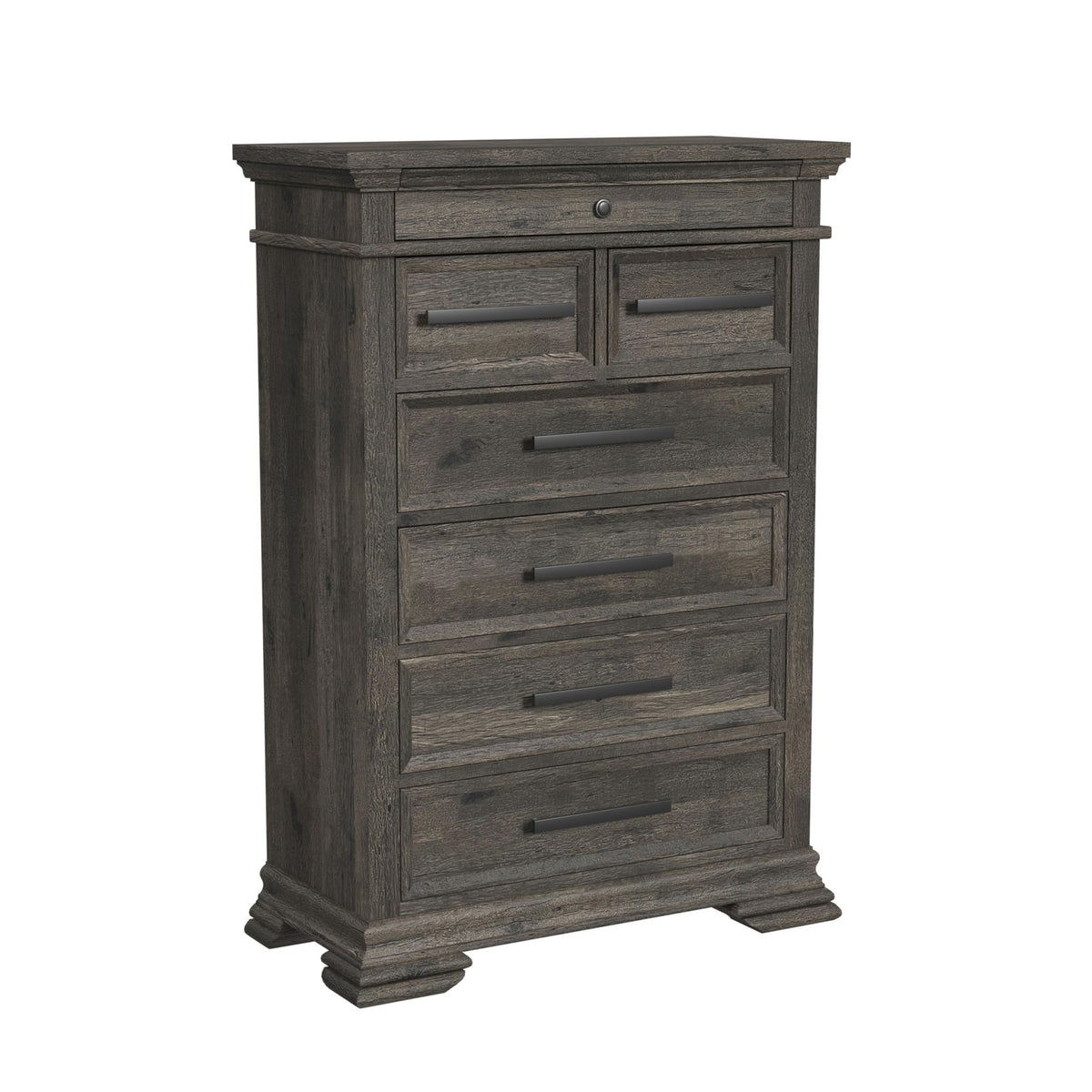 Park Ridge King Sleigh Storage 5PC Bedroom Set with 2 Nightstands, Dresser & Chest in Charcoal