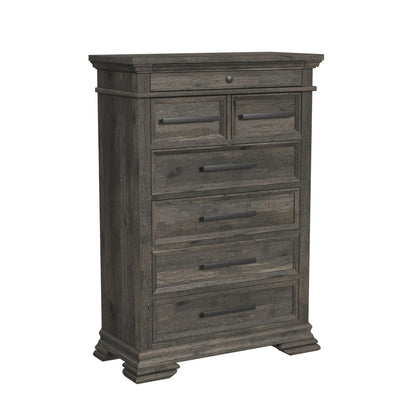 Park Ridge King Sleigh Storage 5PC Bedroom Set with 2 Nightstands, Dresser & Chest in Charcoal