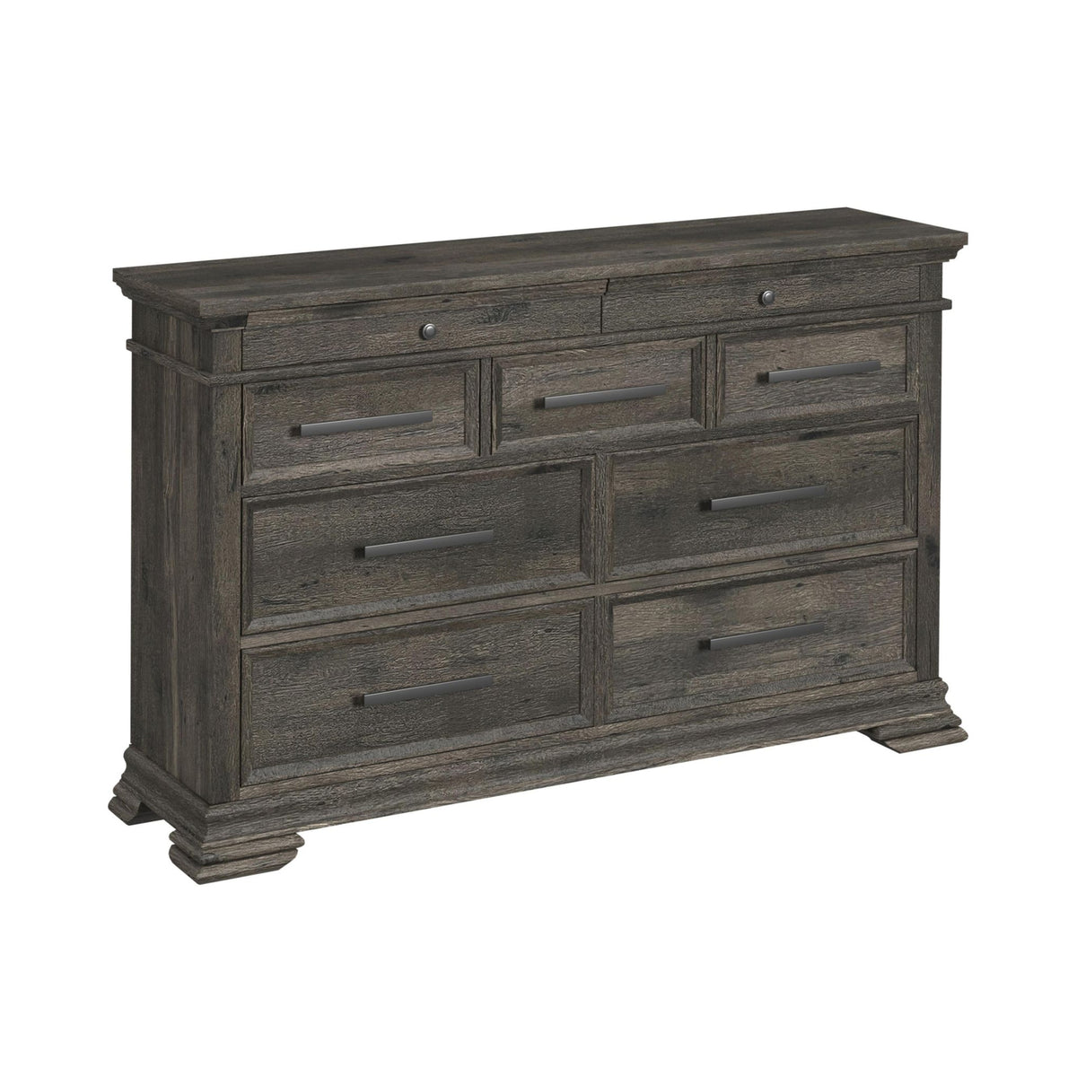 Park Ridge King Sleigh Storage 4PC Bedroom Set with 2 Nightstands & Dresser in Charcoal