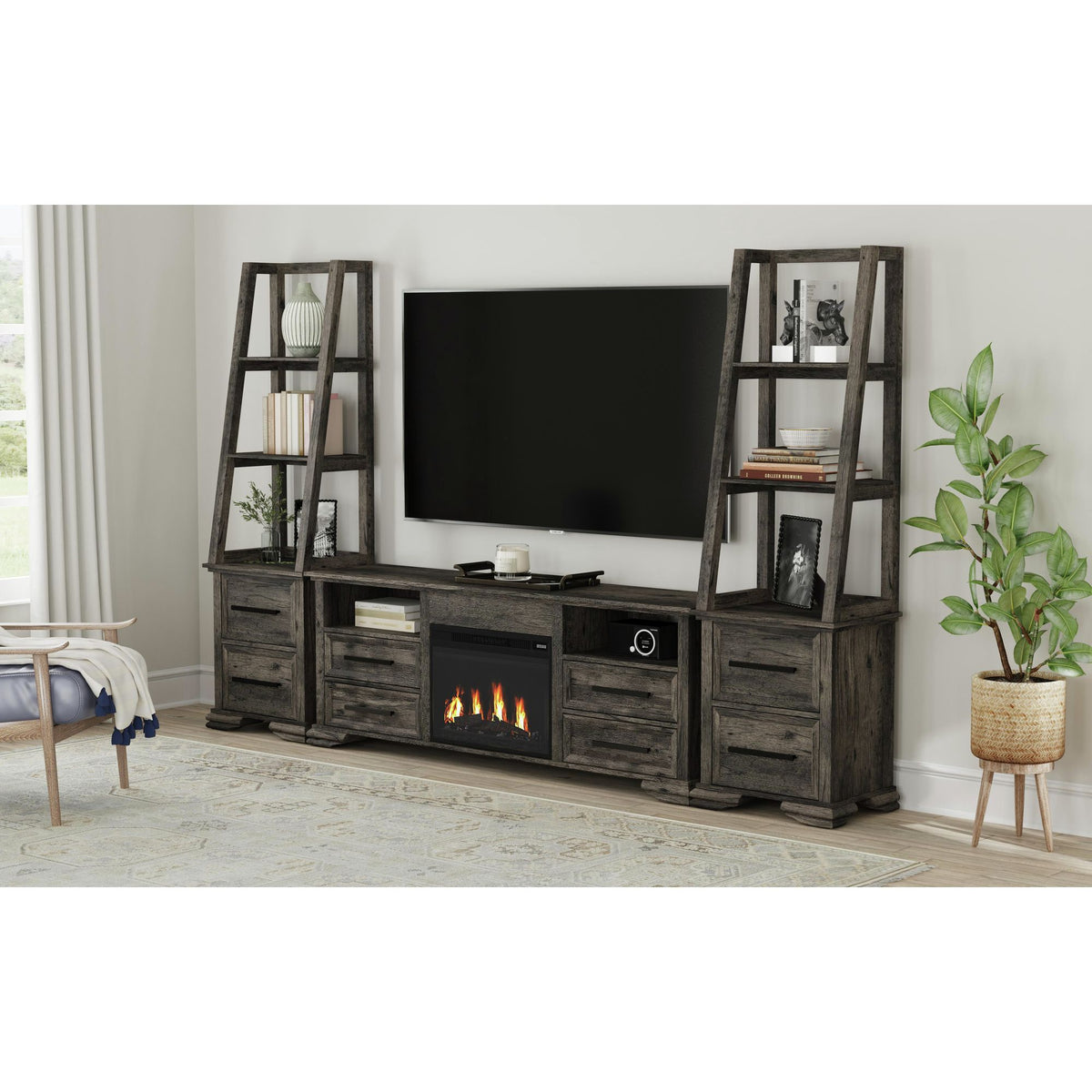 Park Ridge KIT - 71'' TV Console with Fireplace Insert in Charcoal