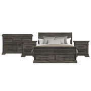 Park Ridge King Sleigh Storage 4PC Bedroom Set with 2 Nightstands & Dresser in Charcoal