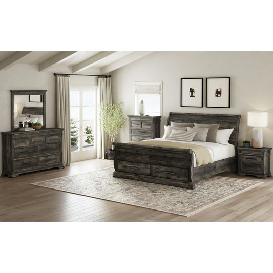 Park Ridge King Sleigh Storage 5PC Bedroom Set in Charcoal
