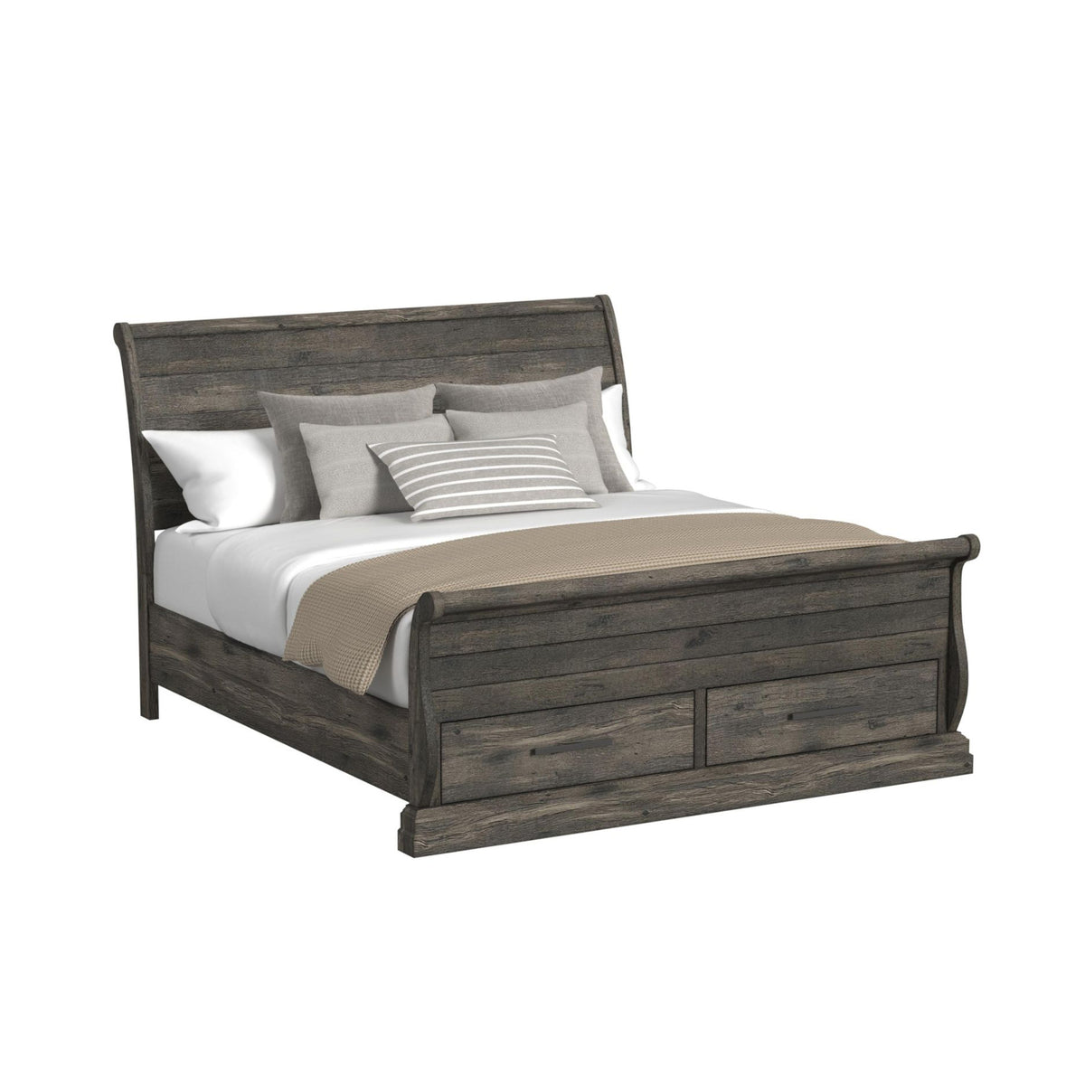 Park Ridge King Sleigh Storage 4PC Bedroom Set with 2 Nightstands & Dresser in Charcoal
