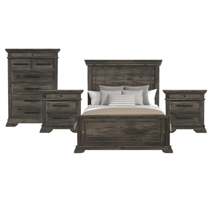 Park Ridge Queen 4PC Bedroom Set with 2 Nightstands & Chest in Charcoal