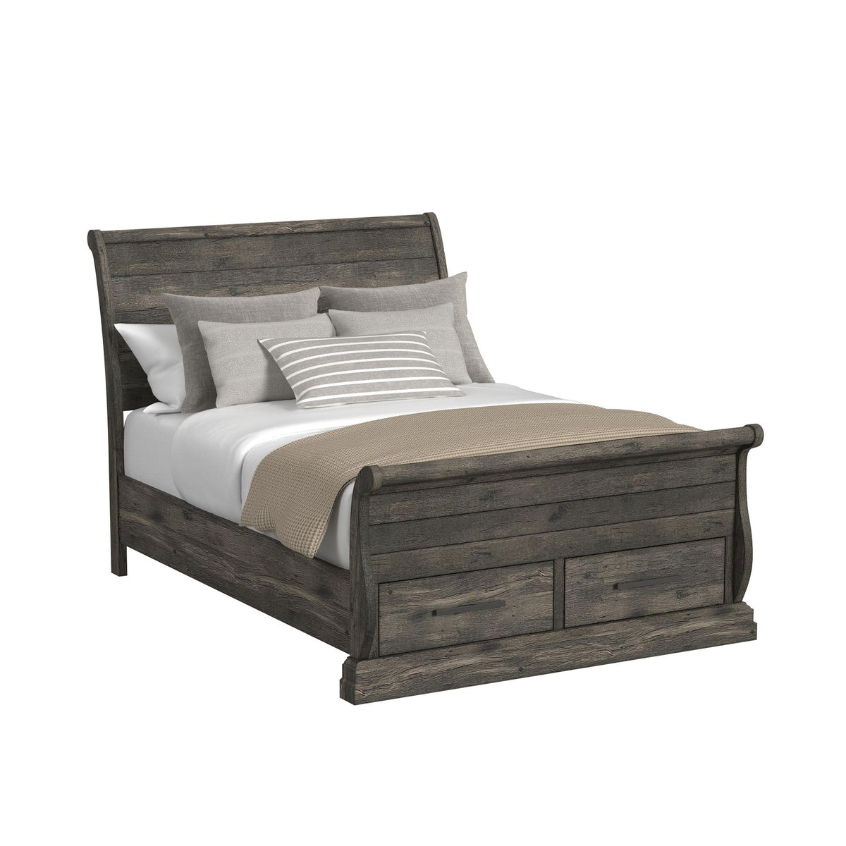 Park Ridge Queen Sleigh Storage 3PC Bedroom Set with 2 Nightstands in Charcoal