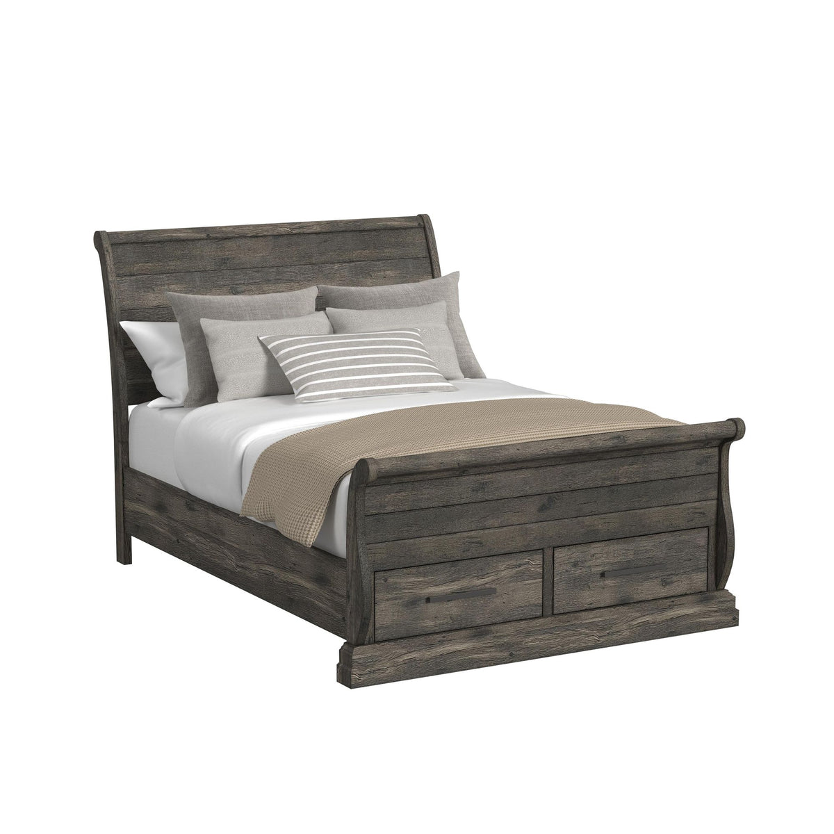 Park Ridge Queen Sleigh Storage 5Pc Bedroom Set In Charcoal