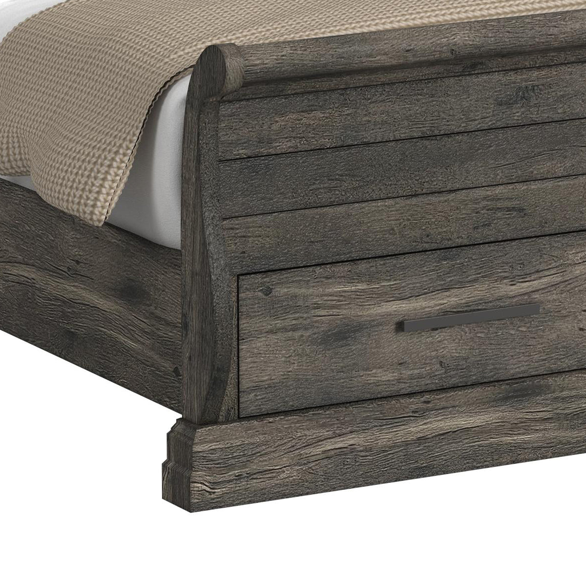 Park Ridge King Sleigh Storage 4PC Bedroom Set with 2 Nightstands & Dresser in Charcoal