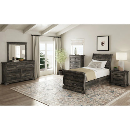 Park Ridge Twin Sleigh Storage 5PC Bedroom Set in Charcoal