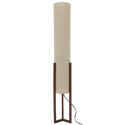 Pharos Contemporary Cylinder Floor Lamp with Brown Wood Base