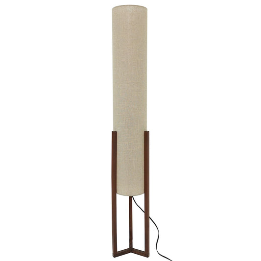Pharos Contemporary Cylinder Floor Lamp with Brown Wood Base