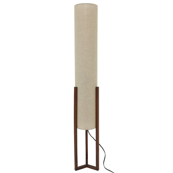 Pharos Contemporary Cylinder Floor Lamp with Brown Wood Base