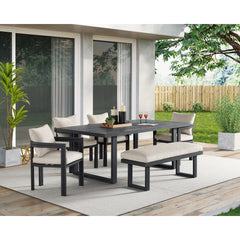 Playa Dining Bench - Dark Grey and Olefin Beige
