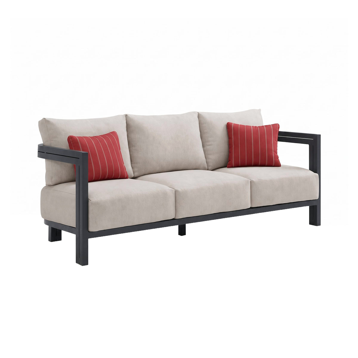 Playa Sofa - Dark Grey And Olefin Beige With 2 Pillows