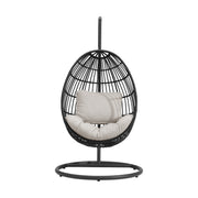 Playa Swing Egg Chair with Base and Pillar - Dark Grey and Olefin Beige