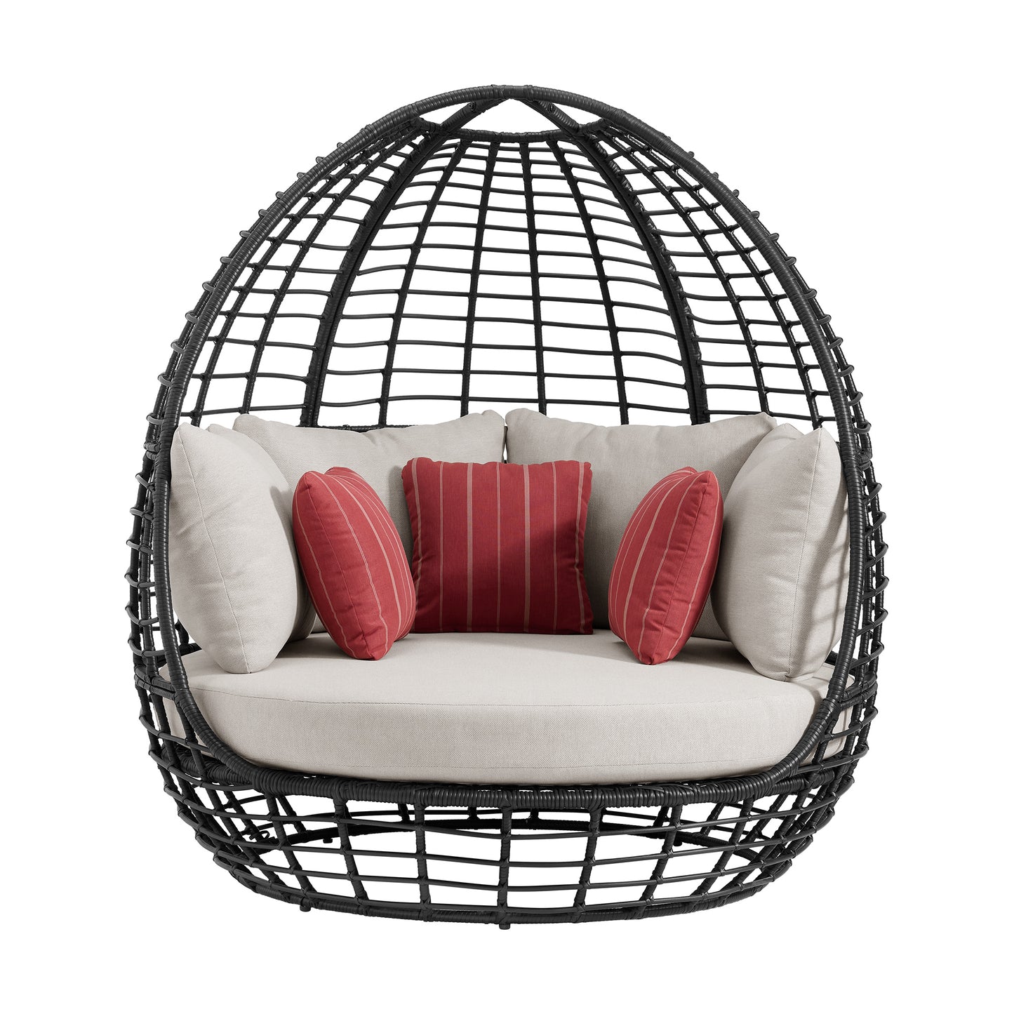Playa Twin Egg Chair - Dark Grey and Olefin Beige with 3 Pillows