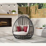 Playa Twin Egg Chair - Dark Grey and Olefin Beige with 3 Pillows