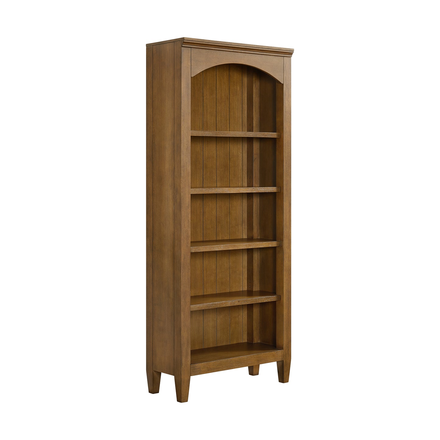 Portico Open Bookcase in Brown Oak