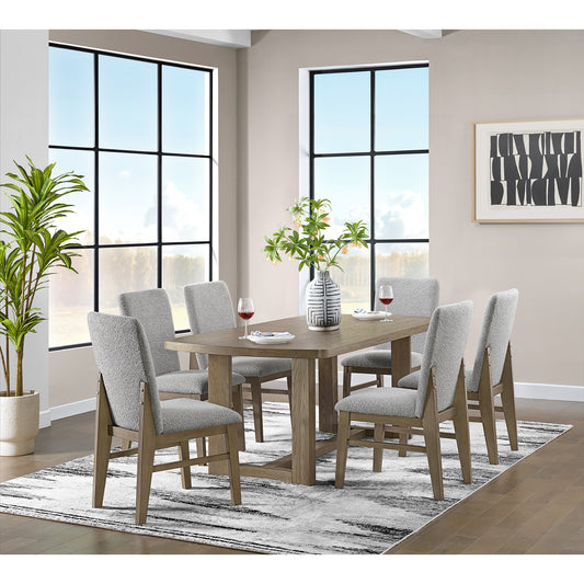 Portland 7PC Standard Height Dining Set in Grey-Rectangular Table and Six Chairs