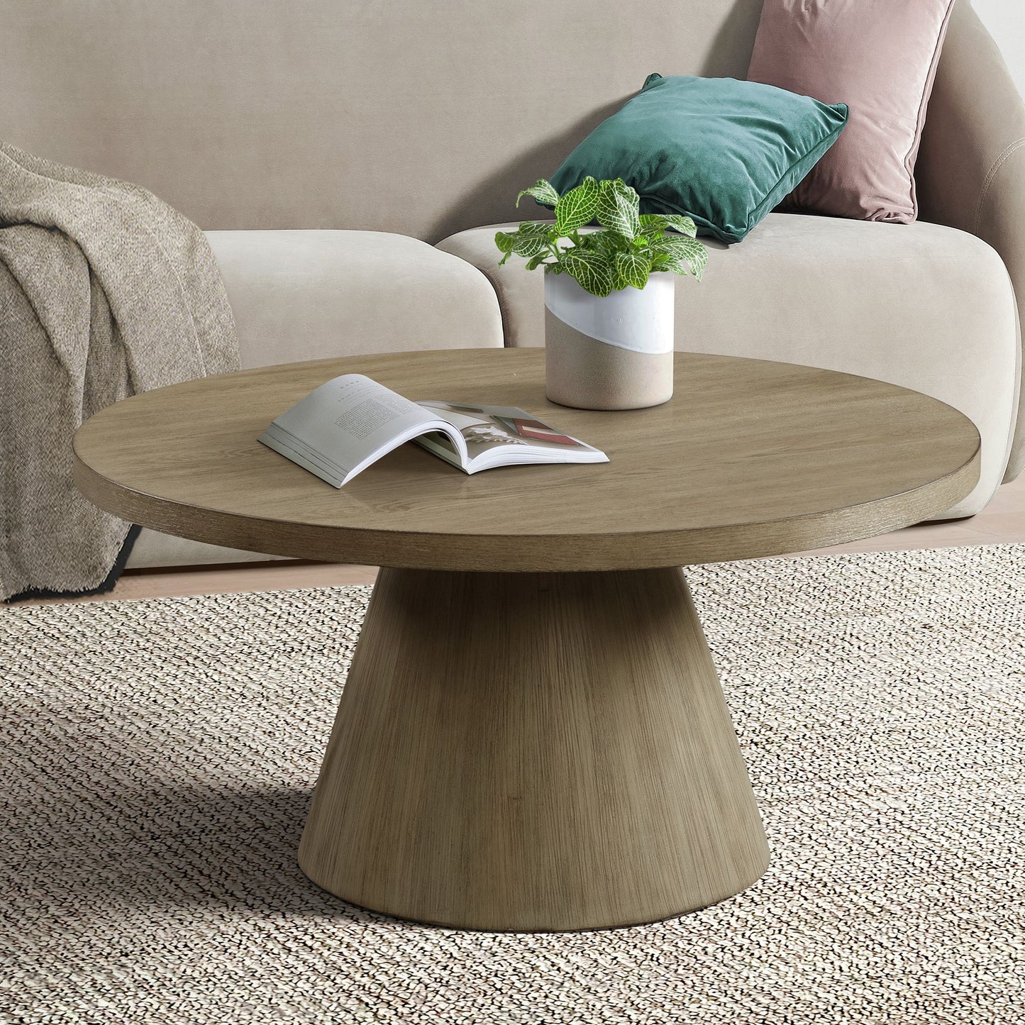 Portland Round Coffee Table in Grey