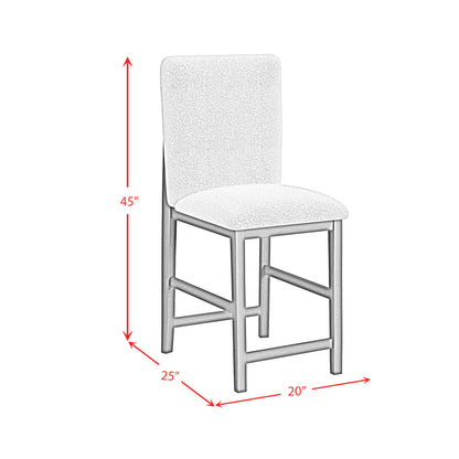 Portland Square Back Barstool with Grey Fabric in Black (Set of 2)