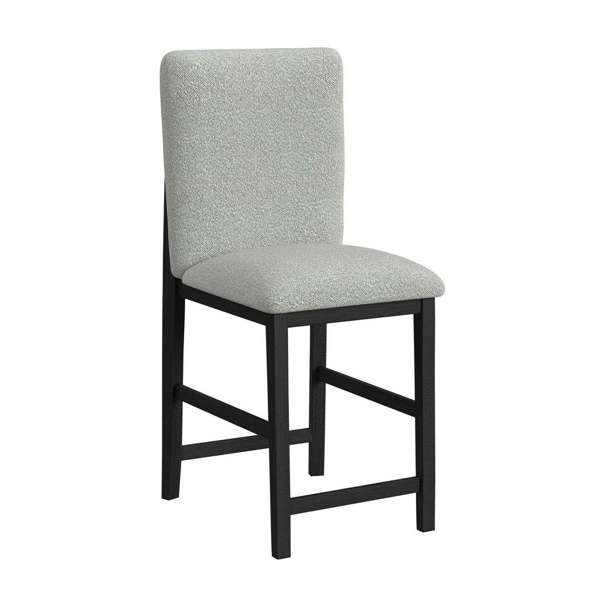 Portland Square Back Barstool with Grey Fabric in Black (Set of 2)
