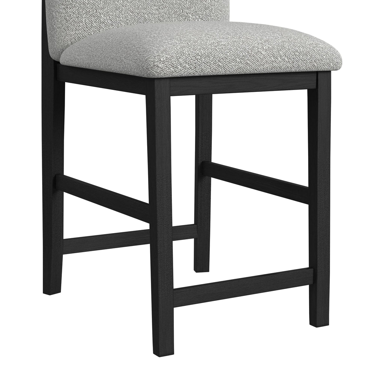 Portland Square Back Barstool with Grey Fabric in Black (Set of 2)