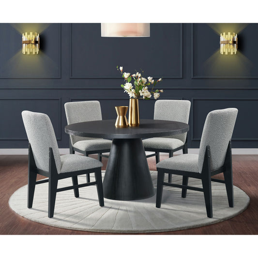 Mesa de comedor redonda negra Portland