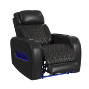Prime Time P3 3PC Living Room Set in Jett Black with Red Stitching-Sofa, Loveseat & Recliner