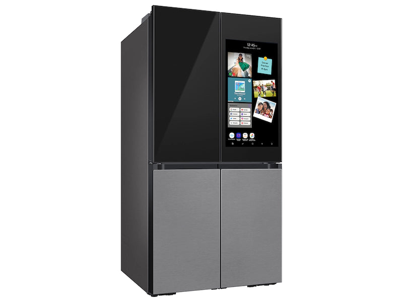 Bespoke Counter Depth 4-Door Flex™ Refrigerator (23 cu. ft.) with Family Hub™ + in Charcoal Glass Top and Stainless Steel Bottom Panels