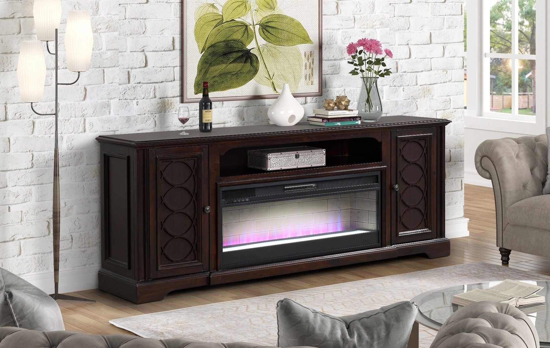 82-Inch Montgomery Console with Electric Fireplace