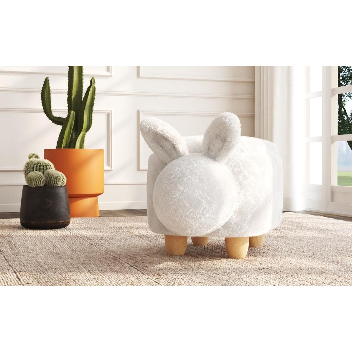Rabbit Storage Stool In White
