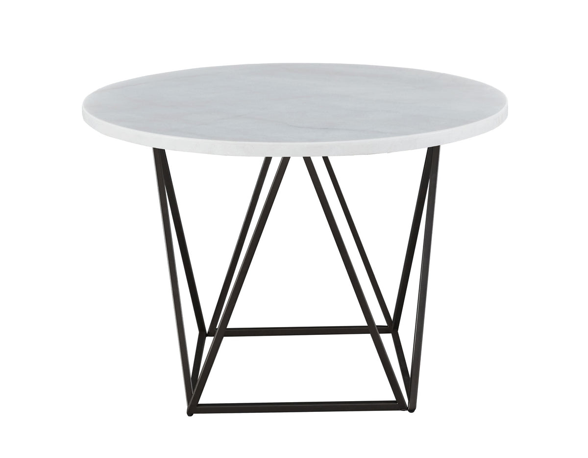 Mesa de comedor redonda de mármol blanco Ramona de 44 pulgadas 