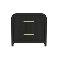 Ridgemont 2-Drawer Nightstand with USB in Black with Grain