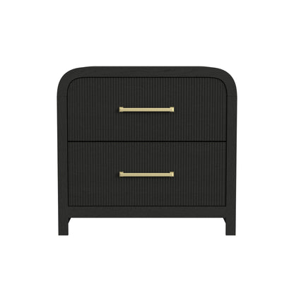 Ridgemont 2-Drawer Nightstand with USB in Black with Grain