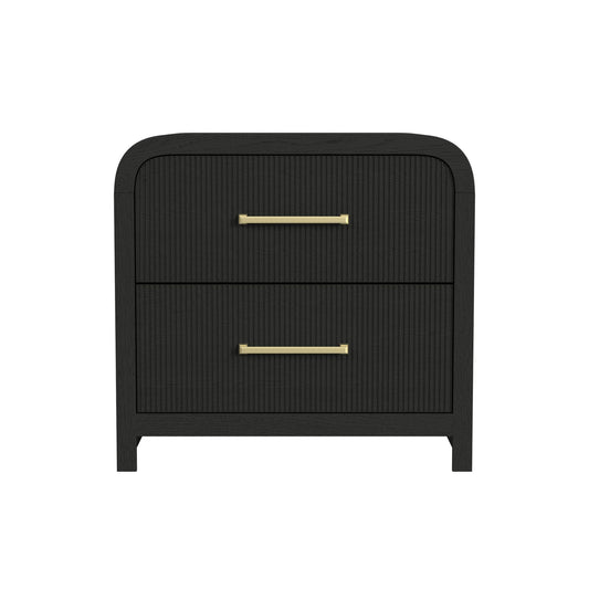 Ridgemont 2-Drawer Nightstand with USB in Black with Grain