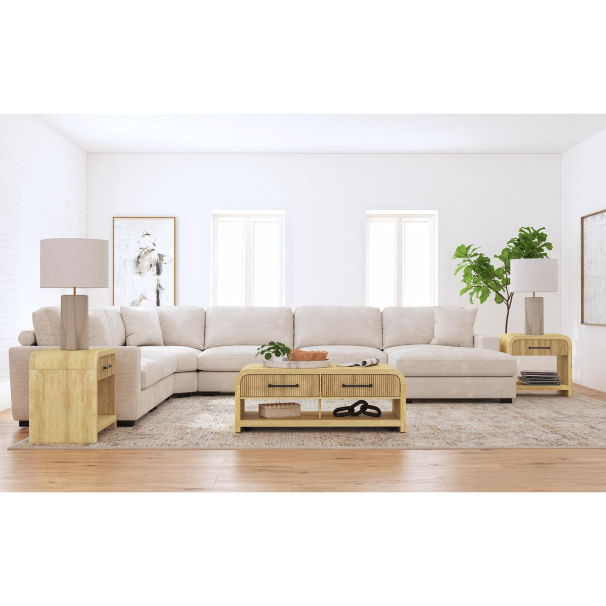 Ridgemont 3Pc Occasional Table Set In Natural-Coffee Table & Two End Table