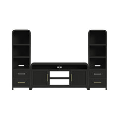 Ridgemont 3PC Entertainment Unit with 70" TV Console in Black with Grain