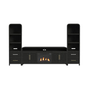 Ridgemont 4PC Entertainment Unit with 82" TV Console in Black with Grain