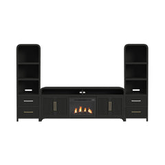 Ridgemont 4PC Entertainment Unit with 82" TV Console in Black with Grain