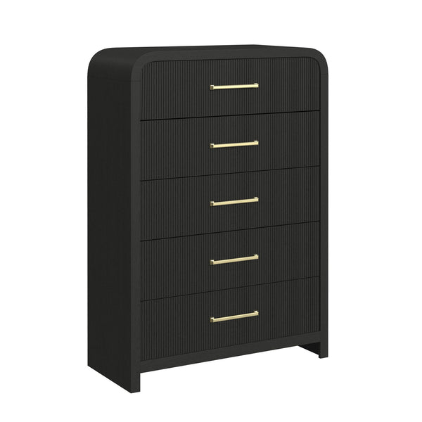 Ridgemont 5-Drawer Chest in Black with Grain