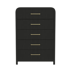 Ridgemont 5-Drawer Chest in Black with Grain